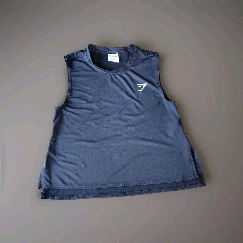 Gymshark Gym Shark Women's Midi Training Black Cropped Muscle Tank Top Size XS
